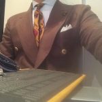 リネン素材のブラウン|ダブルブレステッドスーツ