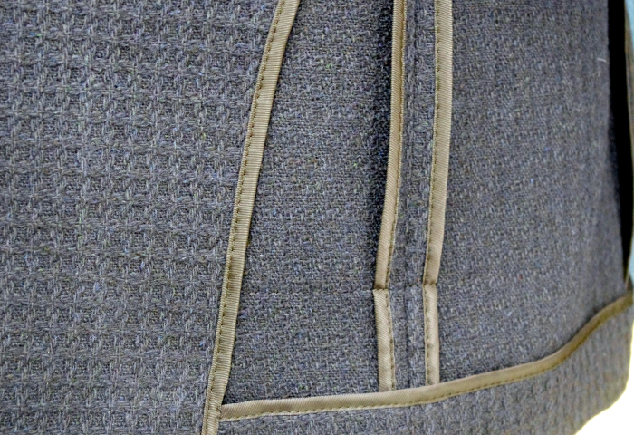 ノーカラースーツ|縫い代パイピング
