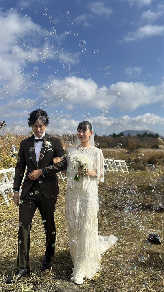 富士山ワイナリーの結婚式|オーダーメイド新郎衣装