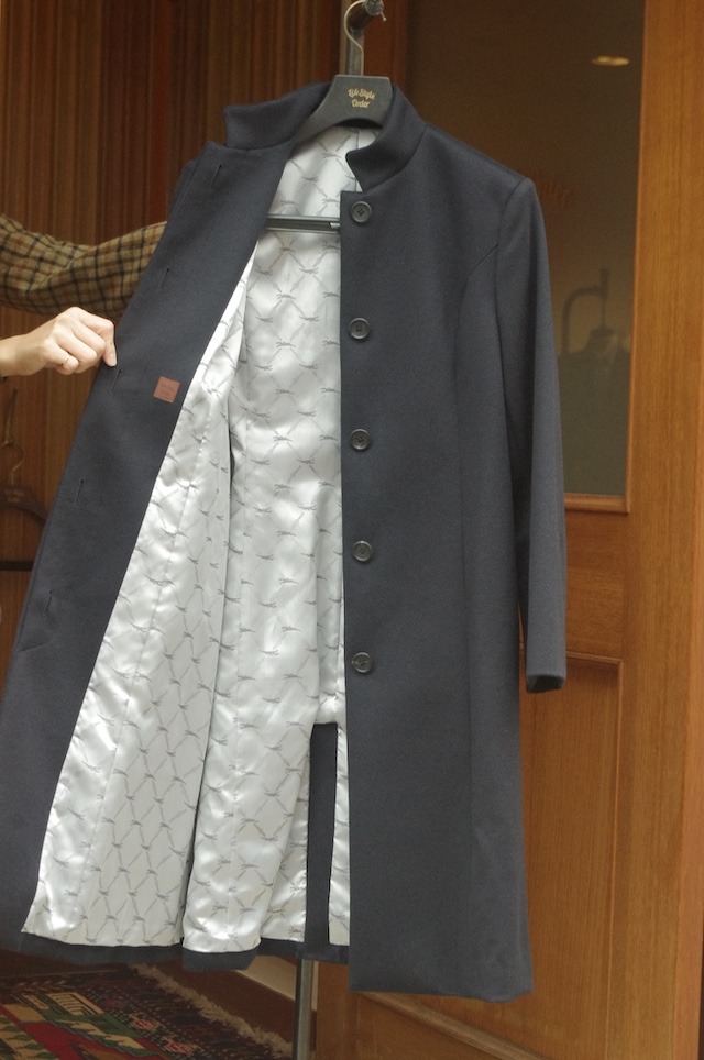 レディースカシミヤコート｜スタンドカラー