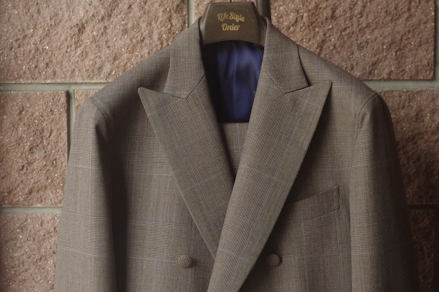 ダブルスーツのオーダーメイド｜ブラウン色チェック柄｜武蔵小杉