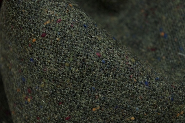 グリーンのツイード生地を使用した、ダブルのオーダースーツ