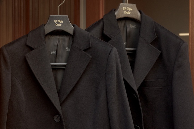 黒カシミヤのチェスターコートのオーダーメイド