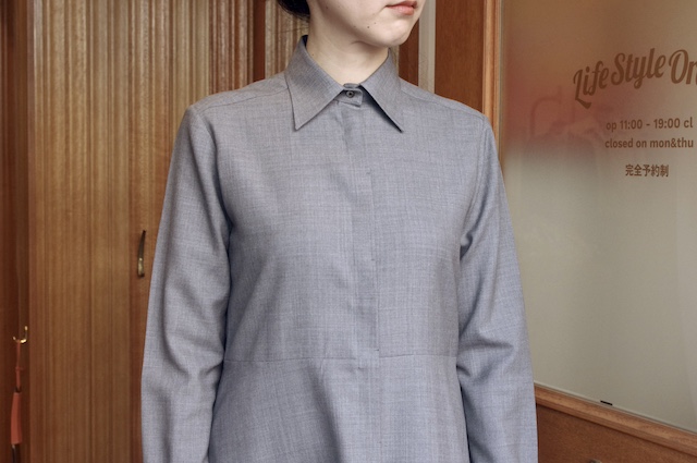 オーダーシャツワンピース|グレー色のウォッシャブルウール