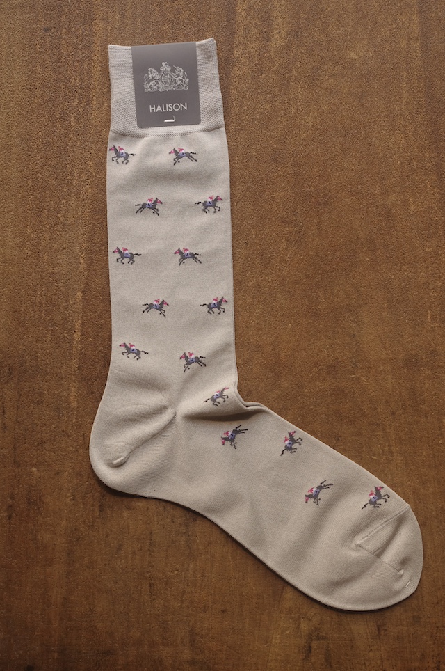 競走馬柄のソックス|グレー