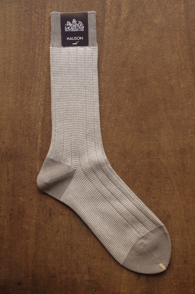 ワイドリブのソックス|ブラウン×ベージュ