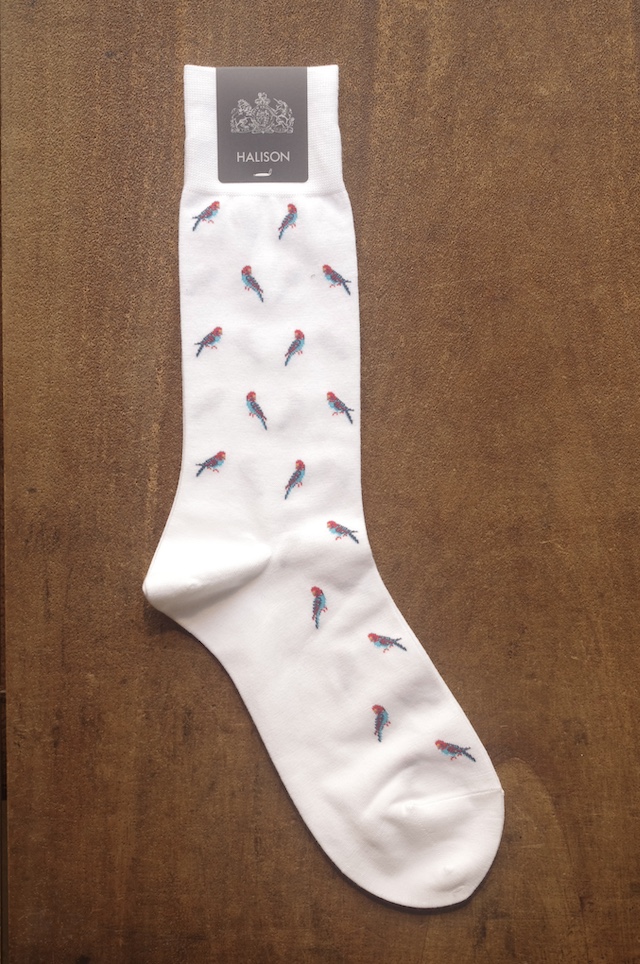 インコ柄のソックス|ホワイト