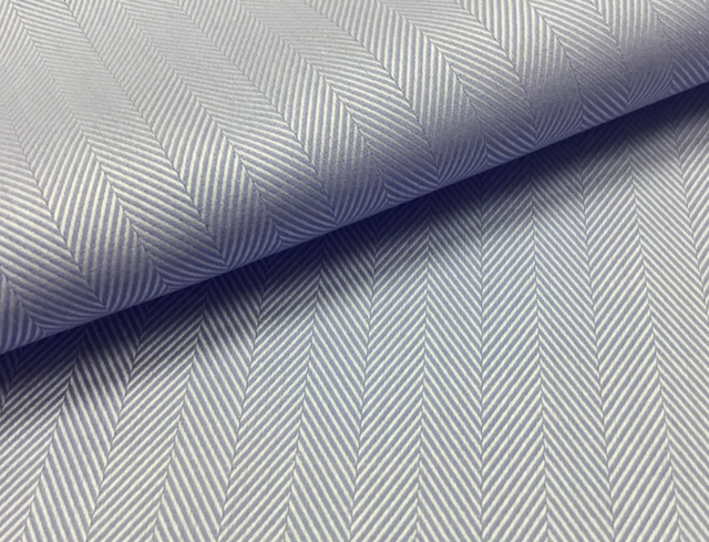 ブルーヘリンボン柄のオーダーシャツ生地